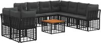 vidaXL Buiten bankenset 10 stuks Zwart en Donkergrijs Polyester