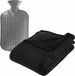 Atmosphera Fleece deken/plaid Zwart 130 x 180 cm en kruik 2 liter