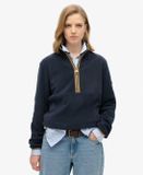 Superdry Estate fleece met halve rits dames truien eclipse navy
