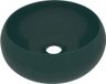 vidaXL Lavabo Rond 40x15 cm Céramique Mat Vert Foncé