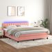 Maison Exclusive - Lit boxspring avec matelas et éclairage LED, rose, 160x200 cm, velours