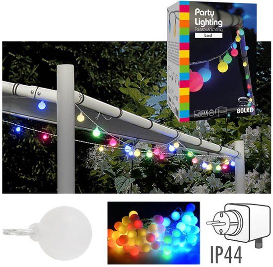 Merkloos Feestverlichting 16 meter - 80 multikleur LED lampen