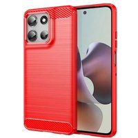 Motorola Coque pour Motorola Moto G56 5G - housse etui silicone gel carbone + verre trempe - ROUGE