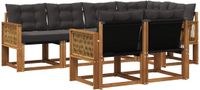 vidaXL Hoek loungeset 7-delig Acacia Hout Naturel en Zwart