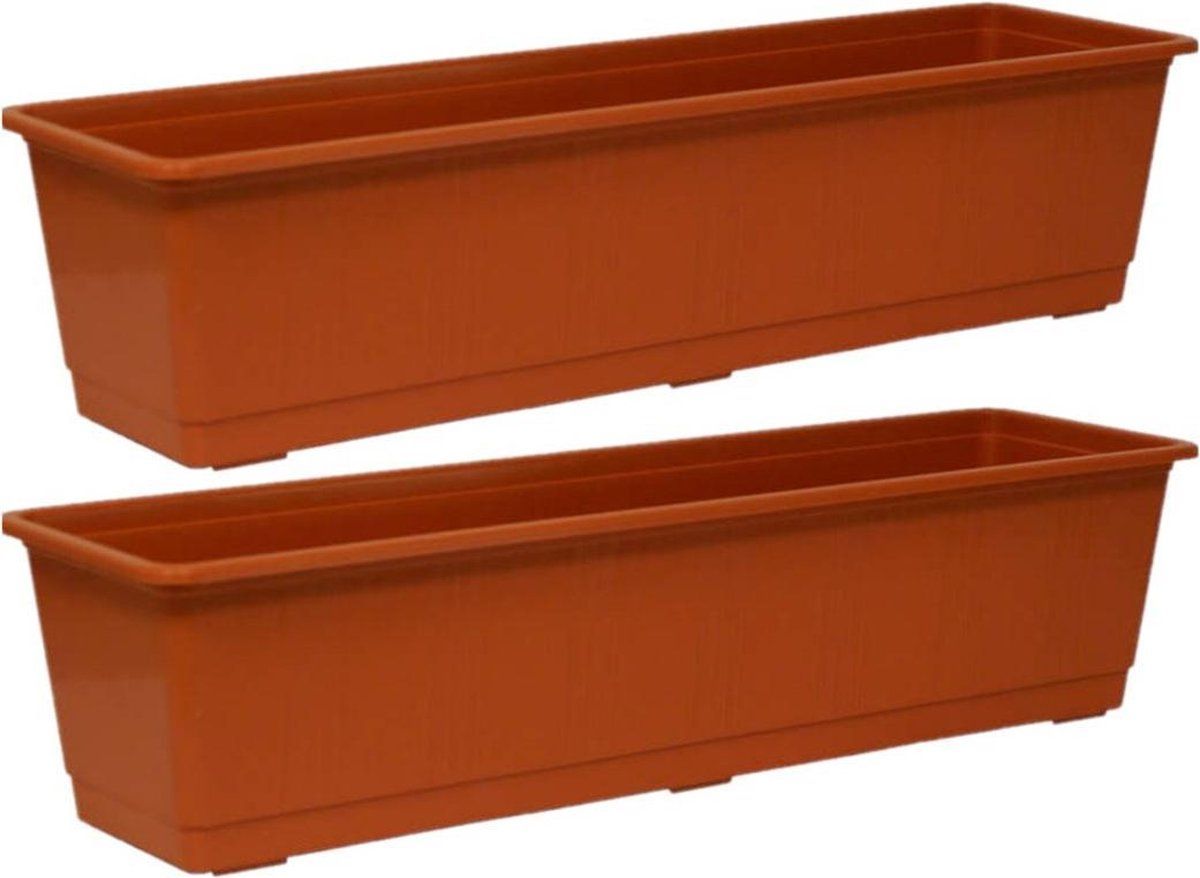 Geli Set van 3x terracotta plantenbakken rechthoekig 60x17.5x14.5cm