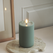 Bougie LED rainurée D 8 x 12,5 cm Vert sauge