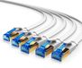 Primewire LAN-kabelset van 5 stuks, CAT 8 platte kabel, patchkabel tot 40 Gbit/s, S/FTP PIMF afscherming, vergulde RJ45-connectoren, netwerkkabel 0,25 m, Ethernet, 5 stuks, Weiß