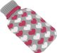 Haushalt International kruik voor warm water met hartjes patroon grijs/rood/wit - 2 liter inhoud