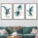 Artze Wall Art Muurkunstprints met tropische bladeren, 3-delige set, 61 cm breedte x 91 cm hoogte, groenblauw
