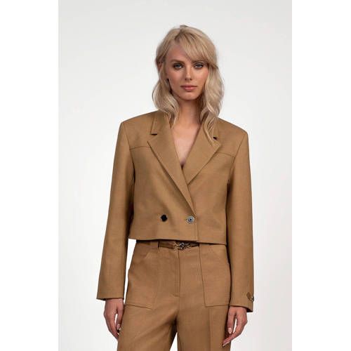 Fifth House cropped blazer camel