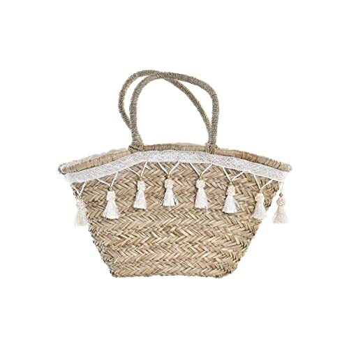 DKD Home Decor Natuurlijke tas polyester (59 x 16 x 30 cm) strand, volwassenen, uniseks, wit (wit), eenheidsmaat