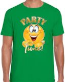 Bellatio Decorations Verkleed T-shirt voor heren - party time emoji - groen - Koningsdag/themafeest S