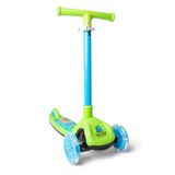 Dinosaur Trail Twist Kinderstep, groen en blauw, lichtgevende wielen, opvouwbaar stuur, hoogte 78,3 cm, maximaal gewicht 50 kg, voor jongens en meisjes vanaf 3 jaar