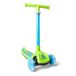 Dinosaur Trail Twist Kinderstep, groen en blauw, lichtgevende wielen, opvouwbaar stuur, hoogte 78,3 cm, maximaal gewicht 50 kg, voor jongens en meisjes vanaf 3 jaar