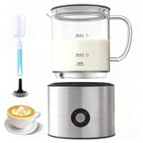 Mousseur à lait électrique, 4-en-1, 500 ml, compatible induction, lavable au lave-vaisselle