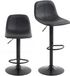 HOMCOM Set de 2 tabourets de bar, réglable en hauteur, avec dossier, noir