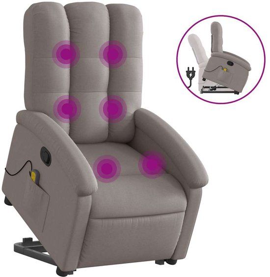 vidaXL Sta-op-massagestoel verstelbaar stof taupe