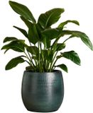 Mica Decorations Plantenpot - keramiek - donkerblauw glans / ribbels - D31 x H32 cm