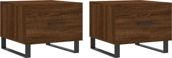 vidaXL Salontafels - 2 stuks - 50x50x40 cm - Bewerkt hout - Bruin eikenkleur