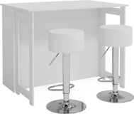Vicco Dominic Bartafel set – 116 x 37 cm met 2 barkrukken Wit