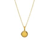 Lucardi Dames Stainless steel ketting met medaillon met zirkonia voor dames - Ketting - Staal - Goudkleurig - 50 cm