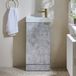 Hudson Reed Cluo meuble de salle de bain - meuble-lavabo gris béton 40cm avec lavabo blanc | poignée profilée en or satiné
