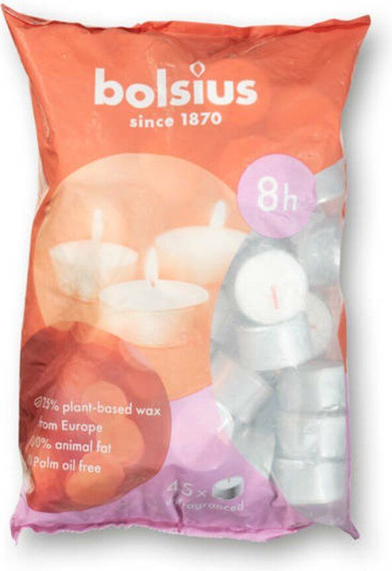 Bolsius Theelichten Wit 8 branduren - 45 stuks