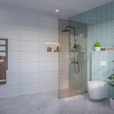 FortiFura Galeria Inloopdouche - rook - glas - 100x200cm - 8mm - nano - blind - inbouw profiel - brons