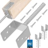 KOTARBAU® 2 stuks Paalhouder Beton, Verzinkt Staal, 91 mm, Zilver
