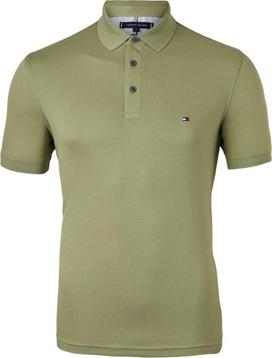 Tommy Hilfiger 1985 Slim Fit polo - olijf groen - Faded Olive -  Maat: L