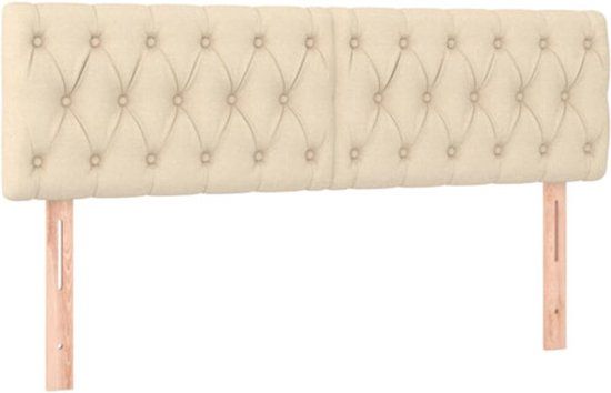 vidaXL Hoofdbord 160x7x78/88 cm Stof Crèmekleurig
