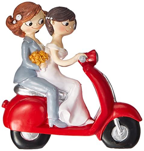 Mopec Y961 - Figuur Taarten Paar Bruid Pop & Fun Motorfiets - 17 cm