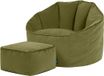icon - Sirena Zitzak met Poef - Accent Fauteuil - Fluweel - Oliefgroen