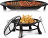 Merkloos / Sans marque J&R Vuurschaal - BBQ - Vuurtafel - Vuurkorf - BBQ rooster - 2in1 - Outdoor vuurschaal - Pook - Draagbaar - Zwart