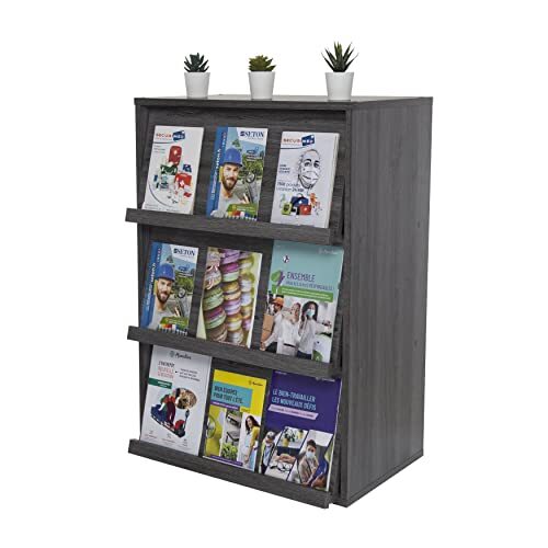 Movian Merk Amazon - Kast met deuren en planken/Kabinet/Opbergkast voor Boeken, Eenvoudige montage, Modulair, Kantoor, Woonkamer, Slaapkamer - Flap Rack CHR-3 - Grijs Eiken