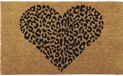 Luance Tapis de porte Cœur - Marron - Fibre de coco - Cœur léopard - Rectangulaire - 75 x 45 cm