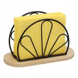 Gerimport Servettenhouder - hout / metaal - zwart - 15 x 9 x 7 cm