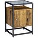 BAKAJI Kast, nachtkastje van glas, salontafel van metaal en hout, MDF, 2 planken, binnen, deursluiting, meubels, huis, kantoor, modern industrieel design, 60 x 40 cm