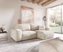 DELIFE Canapé d'angle Lanzo velours côtelé beige 230x155 cm avec méridienne variable et pouf