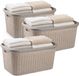 Plasticforte Panier à linge - 3x - 35 litres - rotin - beige - plastique