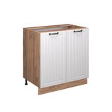 Vicco Keukenonderkast Fame-Line – 80 cm – Landelijk Wit/Goudkleurig Eiken – Spaanplaat – Ergonomische handgrepen – 82 cm Hoogte