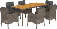 vidaXL 7-delige tuinset met kussens, grijs, polyrotan