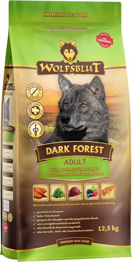 Wolfsblut Dark Forest - Hondenvoer - Wild met Zoete Aardappel - 12,5 kg - Graanvrij & Glutenvrij - Voor Volwassen Honden