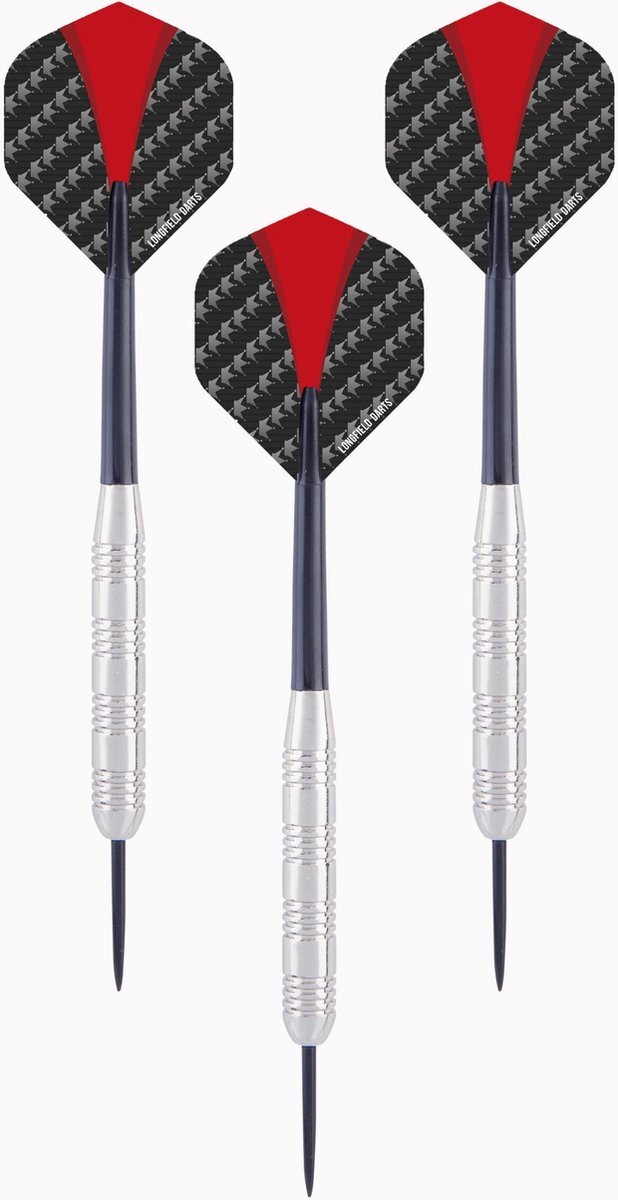 Longfield 4x Set van 3 dartpijlen darts nickel silver 23 grams - Darten/darts sport artikelen pijltjes nickel silver - Kinderen/volwassenen