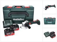 Metabo W 18 LT BL 11-125 accu haakse slijper 18 V 125 mm borstelloos + 2x accu 8.0 Ah + lader + metaBOX