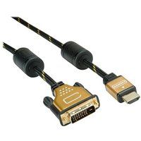 Roline Gold Adapterkabel DVI-D male naar HDMI male 1m zwart, goud
