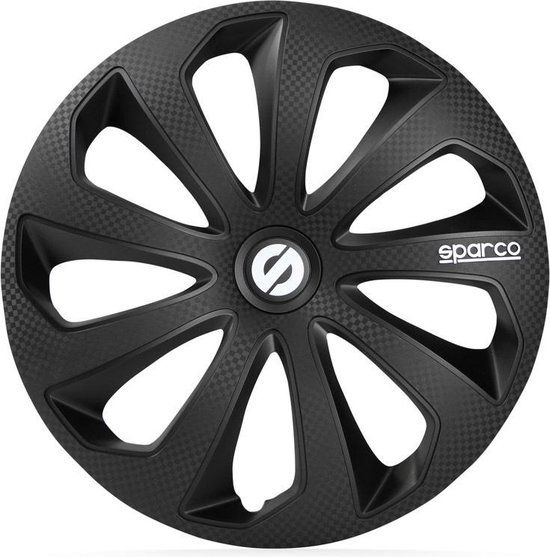 Sparco Sicilia wieldoppen 16 inch - Zwart/Carbon - Set van 4