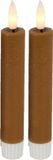 Countryfield Led dinerkaarsen - 2x stuks - cognac bruin - H15cm - met afstandsbediening