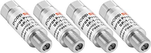 POPPSTAR 4x Overspanningsbeveiliging SAT Antenne (Beveiligingsadapter F-connector (m/v)) Bescherming Bliksem voor Coaxkabel en Satelliet (Coax, Kabel, Tv, DVB-S, DVB-T, LNB)