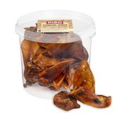 DIBO Varkensoren, gezonde, natuurlijke kauwsnack voor honden, 100% natuurlijk, voorzichtig gedroogd, 600 g transparante emmer